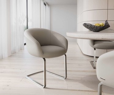 DELIFE Sledemodel Vinka-Flex met armleuning echt leer mud sledemodel vlak roestvrij staal pocketveer kern