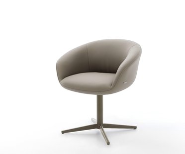 DELIFE Draaistoel Vinka-Flex met armleuning echt leer mud kruispoot afwerking met titanium 360° draaibaar pocketveer kern