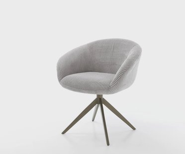 DELIFE Draaistoel Vinka-Flex met armleuning koord zilver grijs kruisframe breed afwerking met titanium 360° draaibaar pocketveer kern