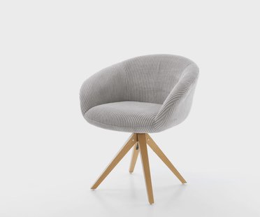 DELIFE Draaistoel Vinka-Flex met armleuning koord zilver grijs houten frame hoekig natuur 180° draaibaar pocketveer kern