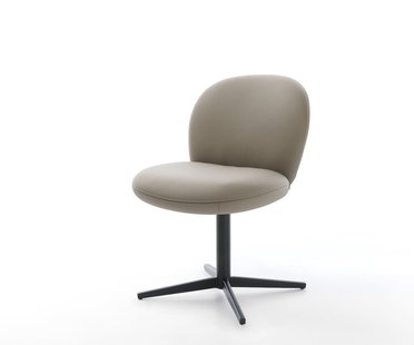 DELIFE Draaistoel Nube-Flex echt leer mud kruispoot zwart 360° draaibaar pocketveer kern