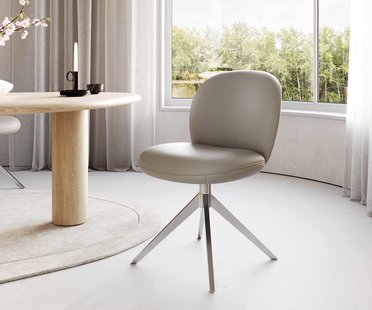 DELIFE Draaistoel Nube-Flex echt leer mud kruisframe breed roestvrij staal 360° draaibaar pocketveer kern