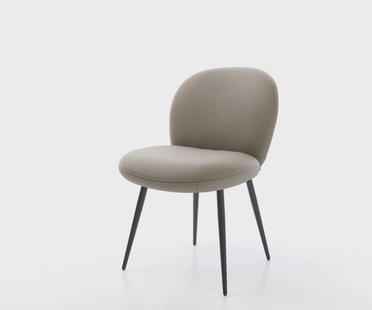 DELIFE Eetkamerstoel Nube-Flex echt leer mud 4-poot conisch zwart pocketveer kern