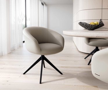 DELIFE Draaistoel Vinka-Flex met armleuning echt leer mud kruisframe breed zwart 360° draaibaar pocketveer kern