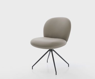 DELIFE Draaistoel Nube-Flex echt leer mud kruisframe conisch zwart 180° draaibaar pocketveer kern