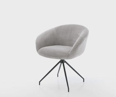 DELIFE Draaistoel Vinka-Flex met armleuning koord zilver grijs kruisframe conisch zwart 180° draaibaar pocketveer kern