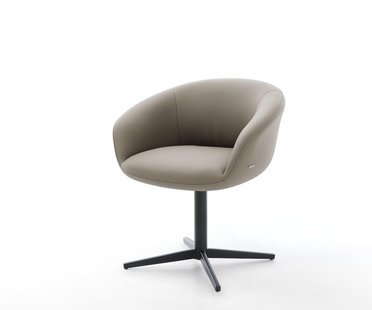 DELIFE Draaistoel Vinka-Flex met armleuning echt leer mud kruispoot zwart 360° draaibaar pocketveer kern