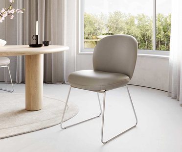 DELIFE Eetkamerstoel Nube-Flex echt leer mud slipframe roestvrij staal pocketveer kern
