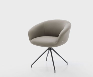 DELIFE Draaistoel Vinka-Flex met armleuning echt leer mud kruisframe conisch zwart 180° draaibaar pocketveer kern