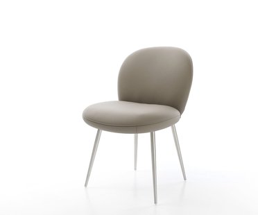 DELIFE Eetkamerstoel Nube-Flex echt leer mud 4-poot conisch roestvrij staal pocketveer kern