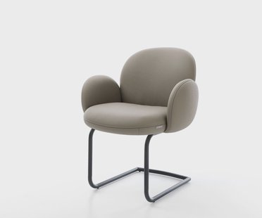 DELIFE Sledemodel Nube-Flex met armleuning echt leer mud sledemodel rond zwart pocketveer kern