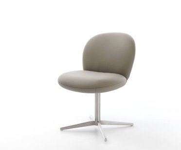 DELIFE Draaistoel Nube-Flex echt leer mud kruispoot roestvrij staal 360° draaibaar pocketveer kern