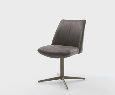 DELIFE Draaistoel Elso-Flex microvelours antraciet vintage kruispoot afwerking met titanium 360° draaibaar pocketveer kern