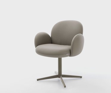 DELIFE Draaistoel Nube-Flex met armleuning echt leer mud kruispoot afwerking met titanium 360° draaibaar pocketveer kern