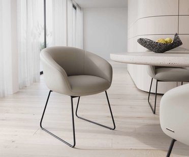 DELIFE Eetkamerstoel Vinka-Flex met armleuning echt leer mud slipframe zwart pocketveer kern