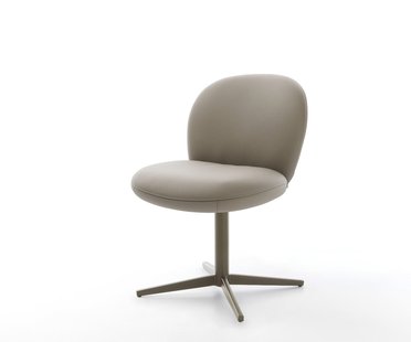 DELIFE Draaistoel Nube-Flex echt leer mud kruispoot afwerking met titanium 360° draaibaar pocketveer kern