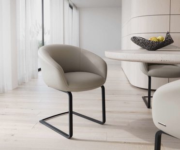 DELIFE Sledemodel Vinka-Flex met armleuning echt leer mud sledemodel vlak zwart pocketveer kern