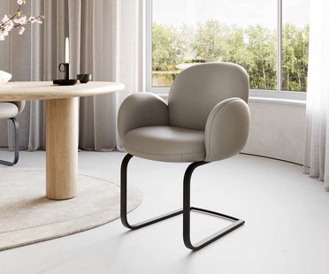 DELIFE Sledemodel Nube-Flex met armleuning echt leer mud sledemodel vlak zwart pocketveer kern