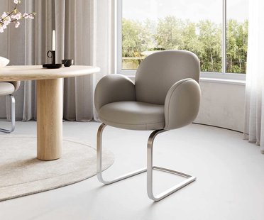 DELIFE Sledemodel Nube-Flex met armleuning echt leer mud sledemodel vlak roestvrij staal pocketveer kern