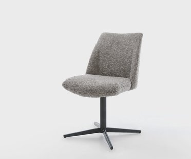 DELIFE Draaistoel Elso-Flex bouclé zilver grijs kruispoot zwart 360° draaibaar pocketveer kern