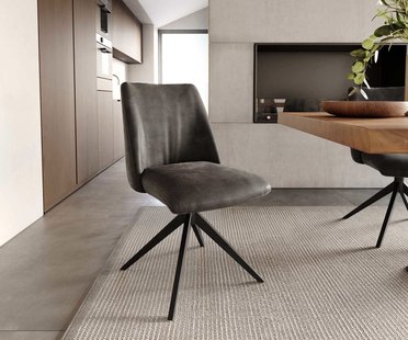 DELIFE Draaistoel Elso-Flex microvelours antraciet vintage kruisframe breed zwart 360° draaibaar pocketveer kern