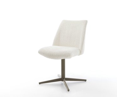 DELIFE Draaistoel Elso-Flex bouclé wit kruispoot afwerking met titanium 360° draaibaar pocketveer kern