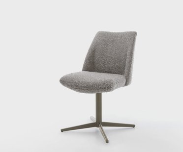 DELIFE Draaistoel Elso-Flex bouclé zilver grijs kruispoot afwerking met titanium 360° draaibaar pocketveer kern