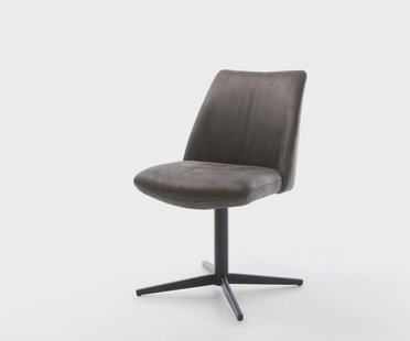 DELIFE Draaistoel Elso-Flex microvelours antraciet vintage kruispoot zwart 360° draaibaar pocketveer kern