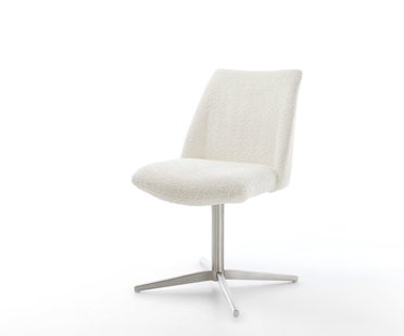 DELIFE Draaistoel Elso-Flex bouclé wit kruispoot roestvrij staal 360° draaibaar pocketveer kern