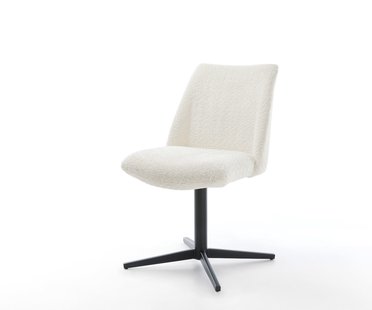 DELIFE Draaistoel Elso-Flex bouclé wit kruispoot zwart 360° draaibaar pocketveer kern