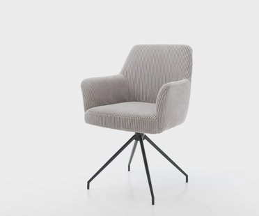 DELIFE Draaistoel Xana-Flex met armleuning koord zilver grijs kruisframe conisch zwart 180° draaibaar pocketveer kern