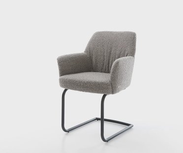 DELIFE Sledemodel Xana-Flex met armleuning bouclé zilver grijs sledemodel rond zwart pocketveer kern