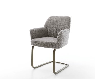 DELIFE Sledemodel Xana-Flex met armleuning bouclé zilver grijs sledemodel vlak afwerking met titanium pocketveer kern