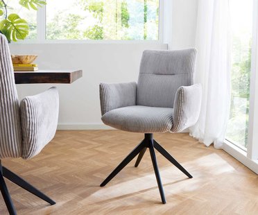 DELIFE Draaistoel Jova-Flex met armleuning koord zilver grijs kruisframe breed zwart 360° draaibaar pocketveer kern