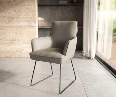 DELIFE Eetkamerstoel Heira-Flex met armleuning echt leer mud slipframe zwart pocketveer kern