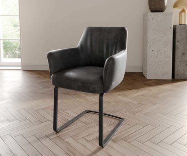 DELIFE Sledemodel Xana-Flex met armleuning microvelours antraciet vintage sledemodel vlak zwart pocketveer kern