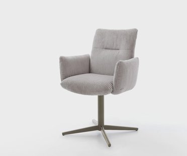 DELIFE Draaistoel Jova-Flex met armleuning koord zilver grijs kruispoot afwerking met titanium 360° draaibaar pocketveer kern