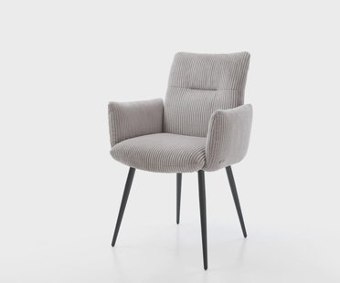 DELIFE Eetkamerstoel Jova-Flex met armleuning koord zilver grijs 4-poot conisch zwart pocketveer kern