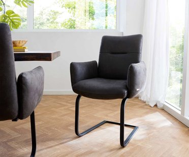 DELIFE Sledemodel Jova-Flex met armleuning microvelours antraciet vintage sledemodel vlak zwart pocketveer kern