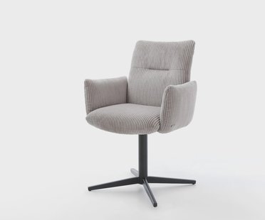 DELIFE Draaistoel Jova-Flex met armleuning koord zilver grijs kruispoot zwart 360° draaibaar pocketveer kern