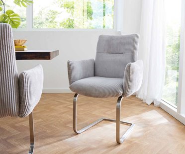 DELIFE Sledemodel Jova-Flex met armleuning koord zilver grijs sledemodel vlak roestvrij staal pocketveer kern