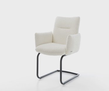 DELIFE Sledemodel Jova-Flex met armleuning bouclé wit sledemodel rond zwart pocketveer kern