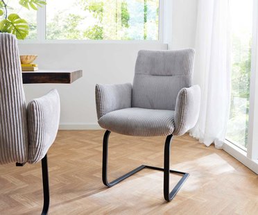 DELIFE Sledemodel Jova-Flex met armleuning koord zilver grijs sledemodel vlak zwart pocketveer kern