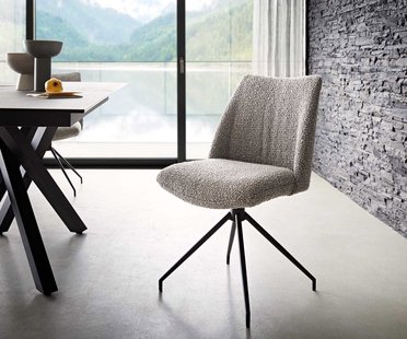 DELIFE Draaistoel Elso-Flex bouclé zilver grijs kruisframe conisch zwart 180° draaibaar pocketveer kern