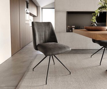 DELIFE Draaistoel Elso-Flex microvelours antraciet vintage kruisframe conisch zwart 180° draaibaar pocketveer kern