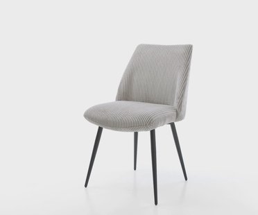 DELIFE Eetkamerstoel Elso-Flex koord zilver grijs 4-poot conisch zwart pocketveer kern