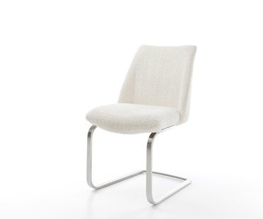 DELIFE Sledemodel Elso-Flex bouclé wit sledemodel vlak roestvrij staal pocketveer kern