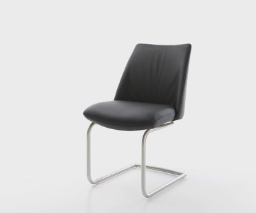 DELIFE Sledemodel Elso-Flex echt leer zwart sledemodel rond roestvrij staal pocketveer kern