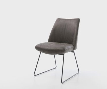 DELIFE Eetkamerstoel Elso-Flex microvelours antraciet vintage slipframe zwart pocketveer kern