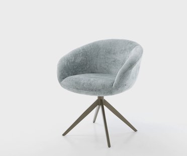 DELIFE Draaistoel Vinka-Flex met armleuning chenille pastelblauw kruisframe breed afwerking met titanium 360° draaibaar pocketveer kern